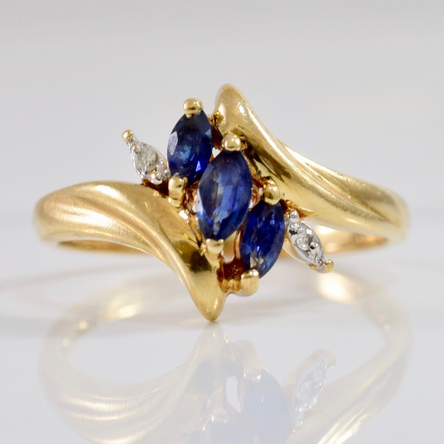 Bypass Sapphire and Diamond Ring | 0.01 ctw SZ 6 |