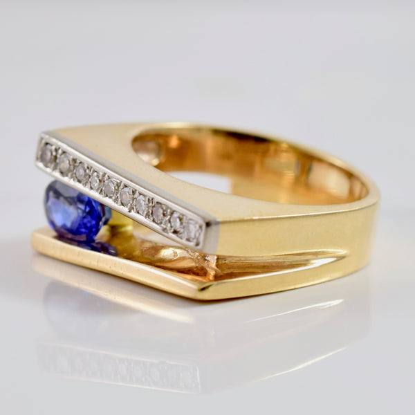 Split Diamond and Sapphire Ring | 0.12 ctw SZ 7 |