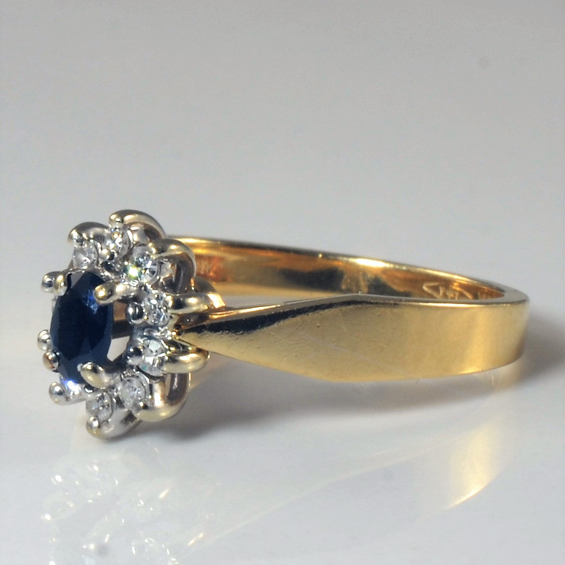 Sapphire & Diamond Halo Ring | 0.25ct, 0.10ctw| SZ 6.5 |