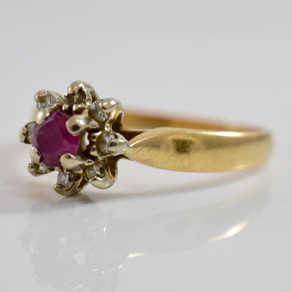 High Set Ruby and Diamond Cluster Ring | 0.08 ctw SZ 6.25 |