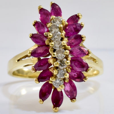 Diamond and Ruby Cluster Ring | 0.24 ctw SZ 7 |