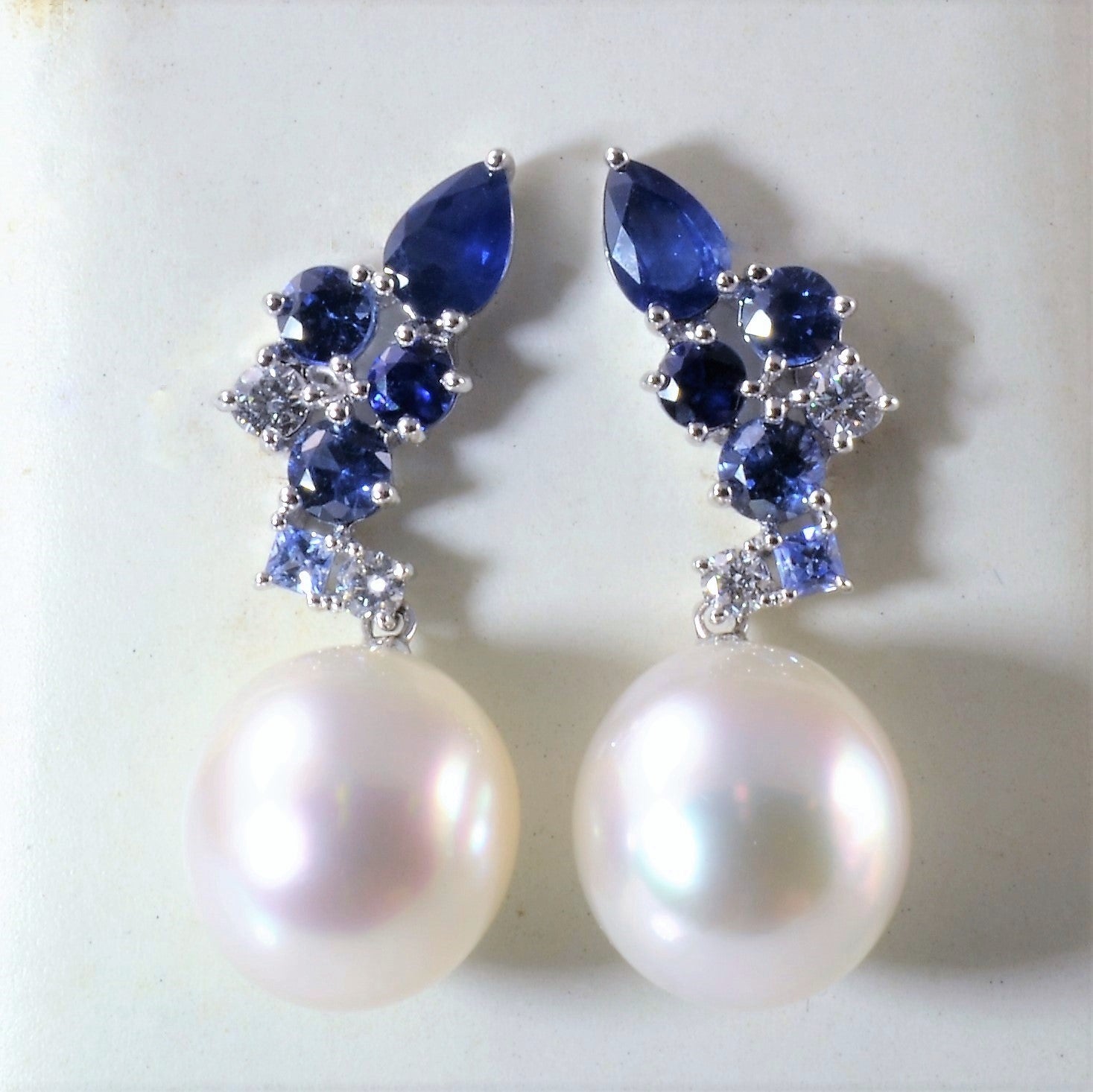 Autore' Sapphire & Diamond South Sea Pearl Earrings | 0.23ctw, 2.42ctw |