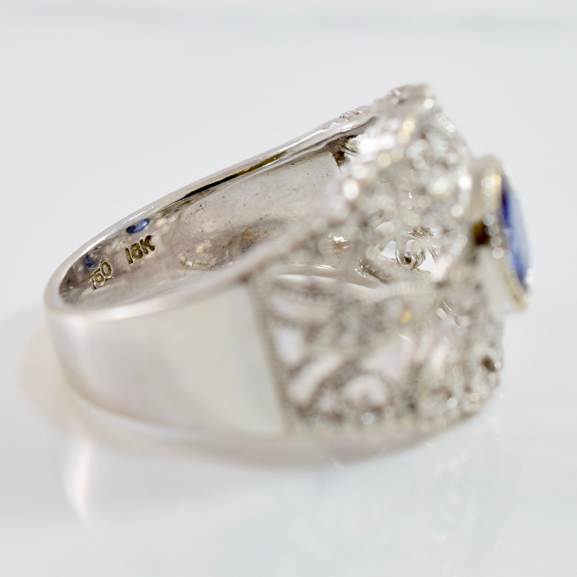 Filigree Diamond and Sapphire Ring | 0.06 ctw SZ 5 |