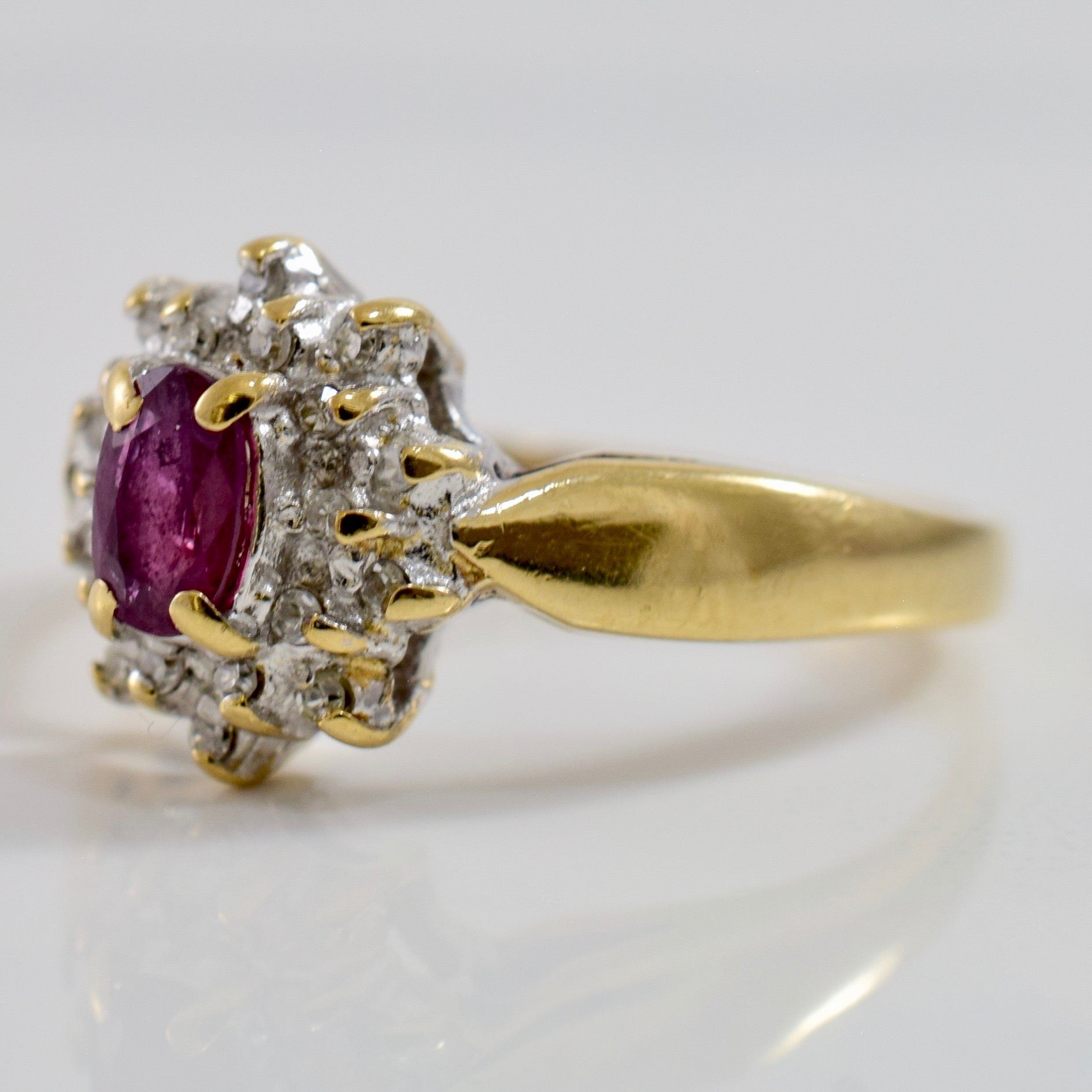 Diamond Cluster and Ruby Ring | 0.05 ctw SZ 5.25 |