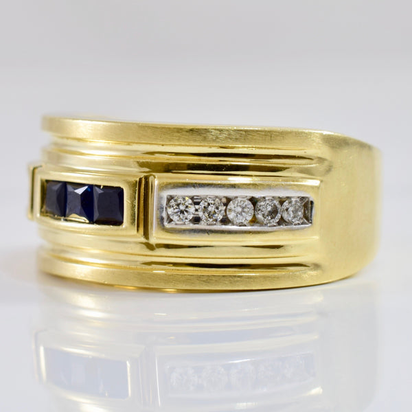 Channel Set Sapphire and Diamond Ring | 0.20 ctw SZ 10 |