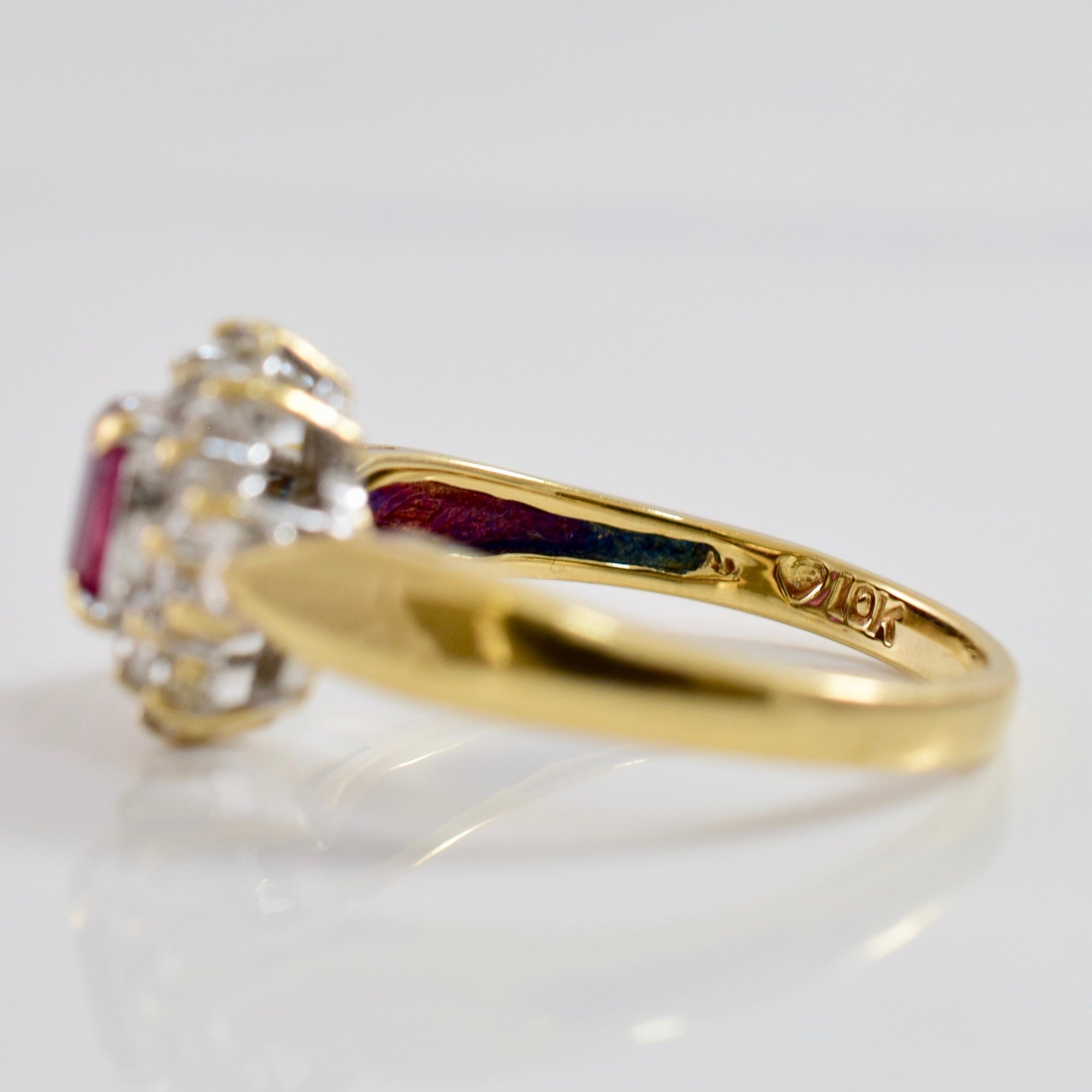 Diamond Cluster and Ruby Ring | 0.05 ctw SZ 5.25 |