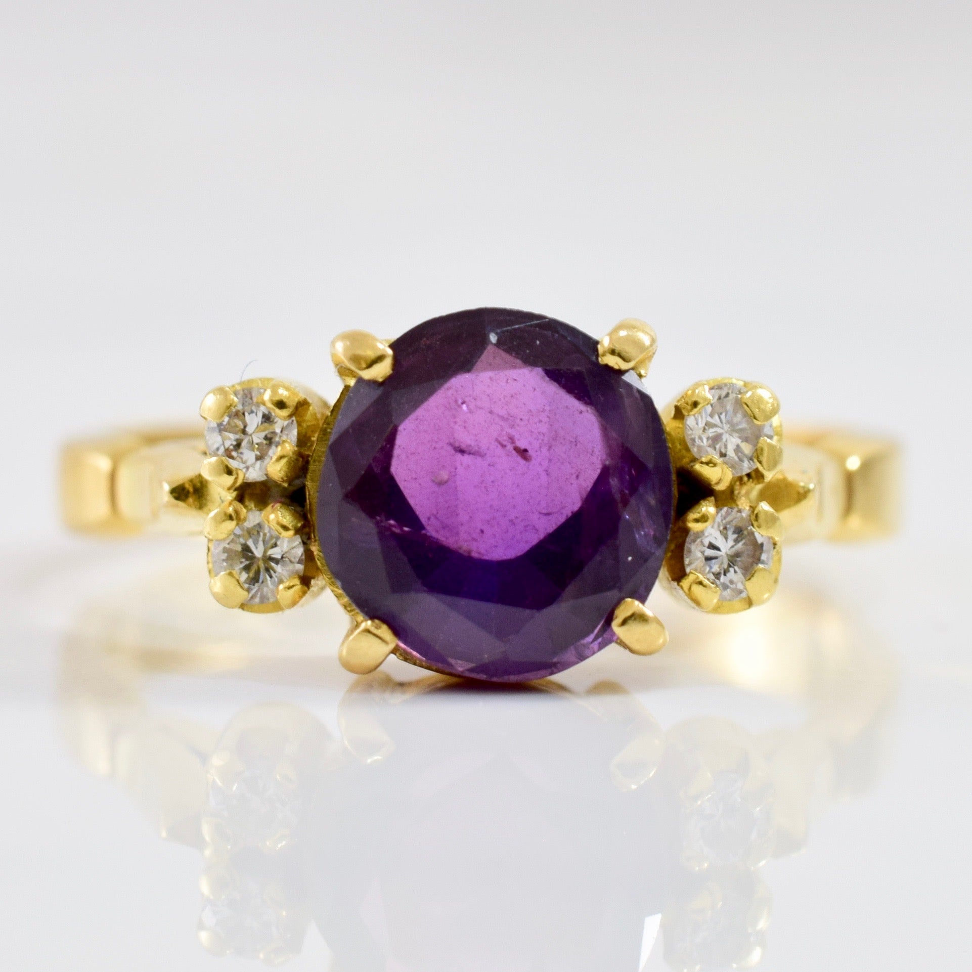 Purple Sapphire and Diamond Ring | 0.08 ctw SZ 7.25 |