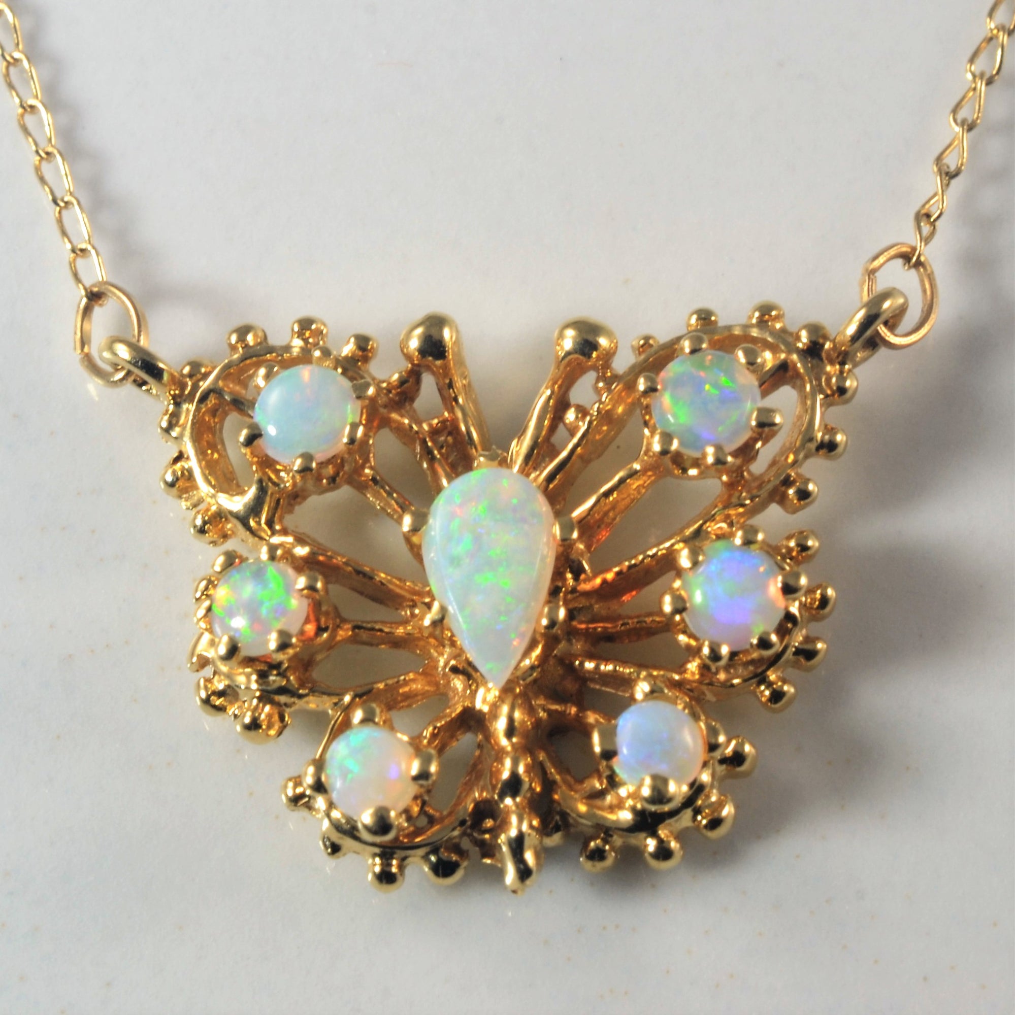 Opal Butterfly Necklace | 0.26ctw | 16