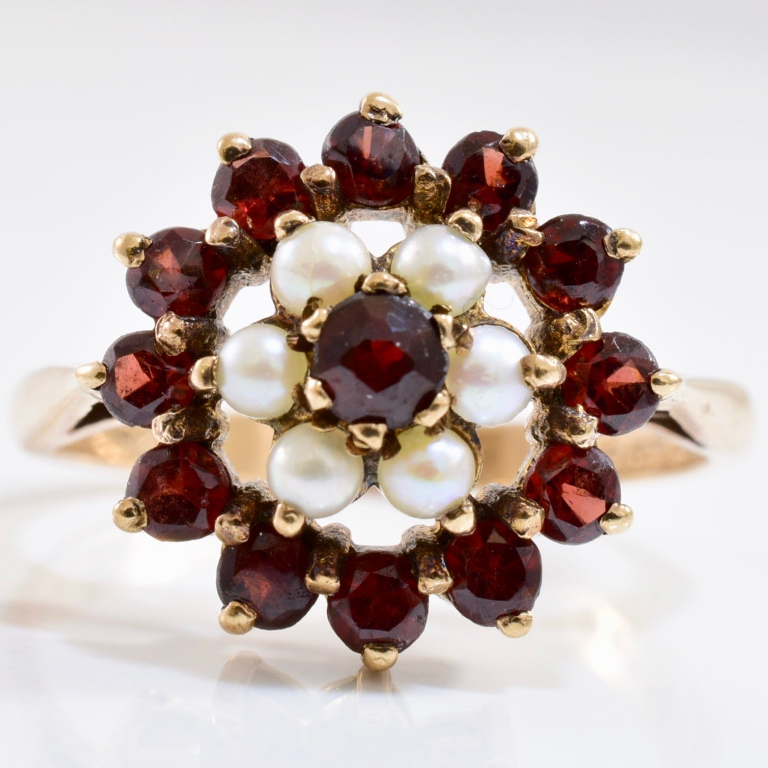 Garnet and Pearl Cluster Ring | SZ 8 |