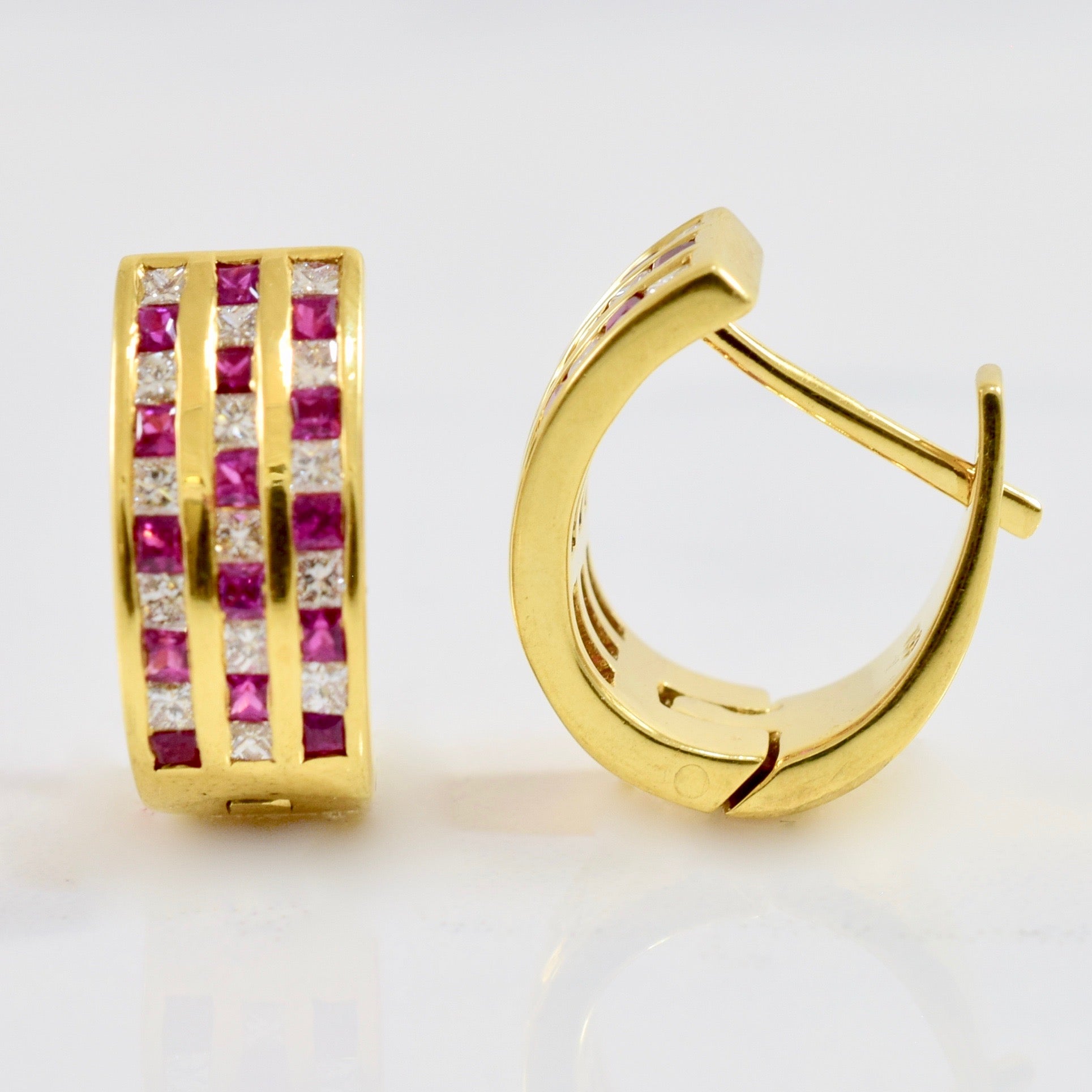 Ruby and Diamond Checkered Earrings | 0.45 ctw |