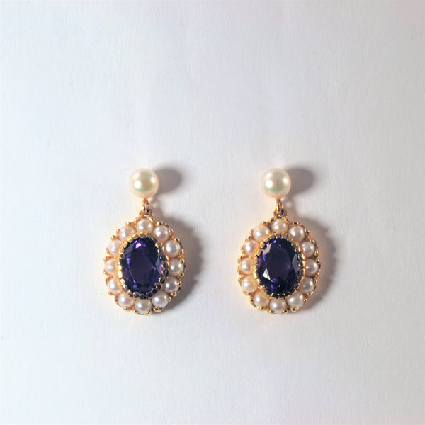 Amethyst & Pearls Earrings | 2.00ctw |
