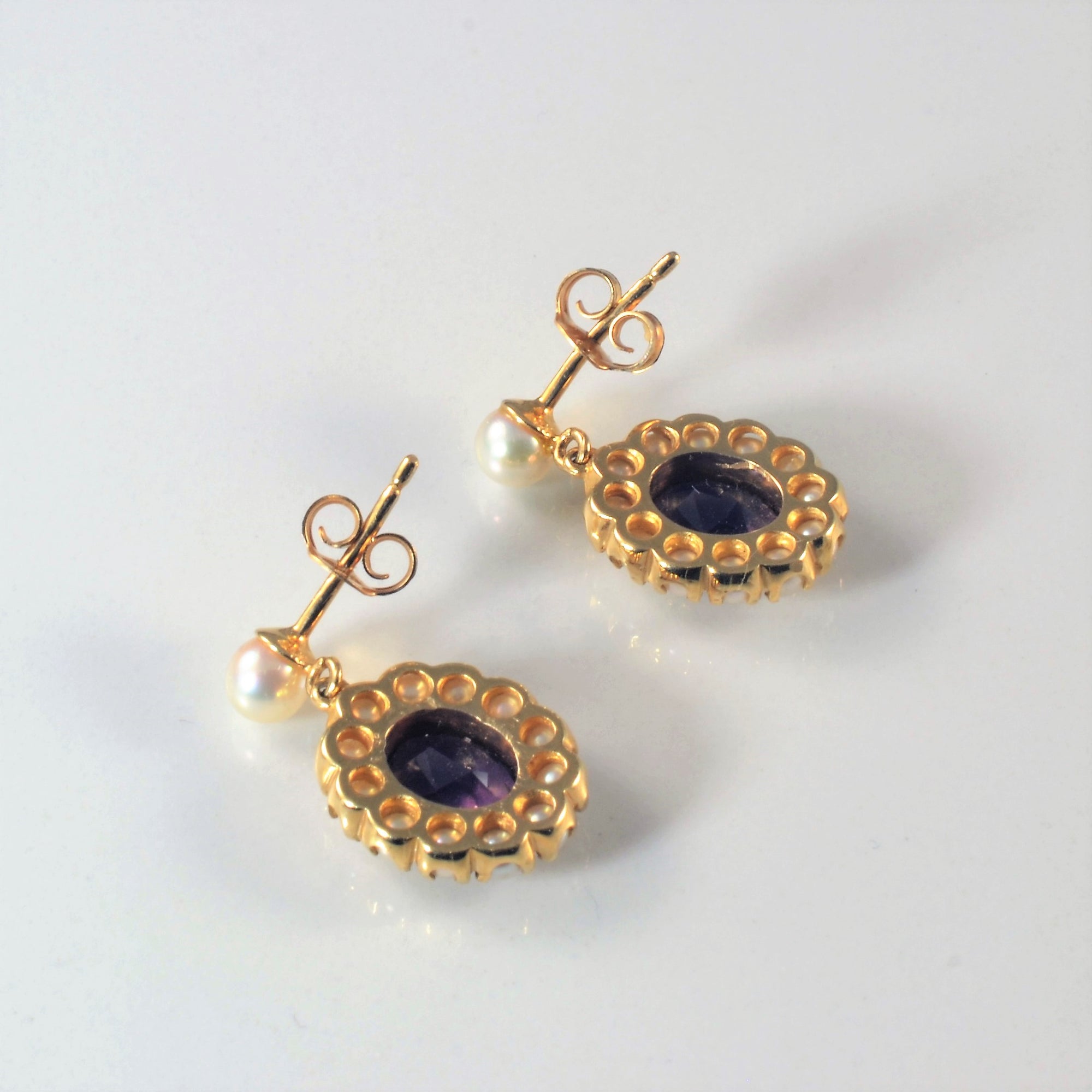 Amethyst & Pearls Earrings | 2.00ctw |