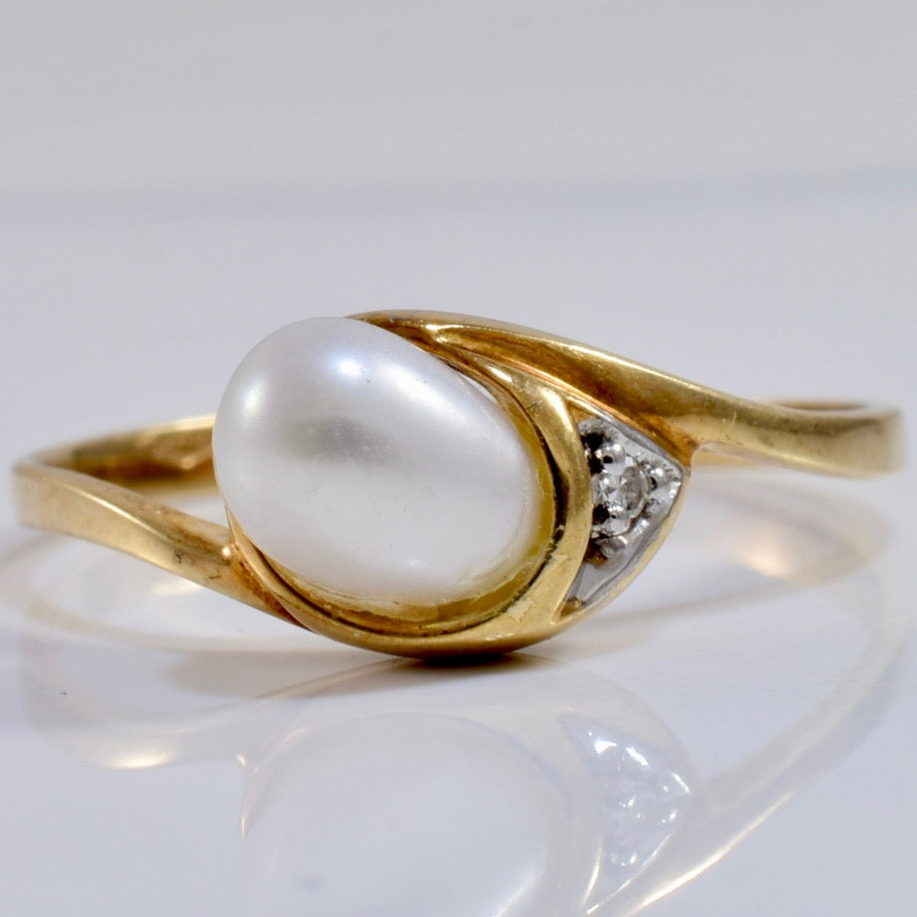 Pearl and Diamond Ring | 0.01 ctw | SZ 7.75 |