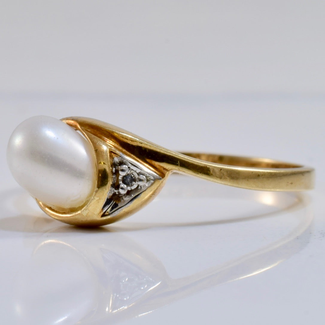 Pearl and Diamond Ring | 0.01 ctw | SZ 7.75 |