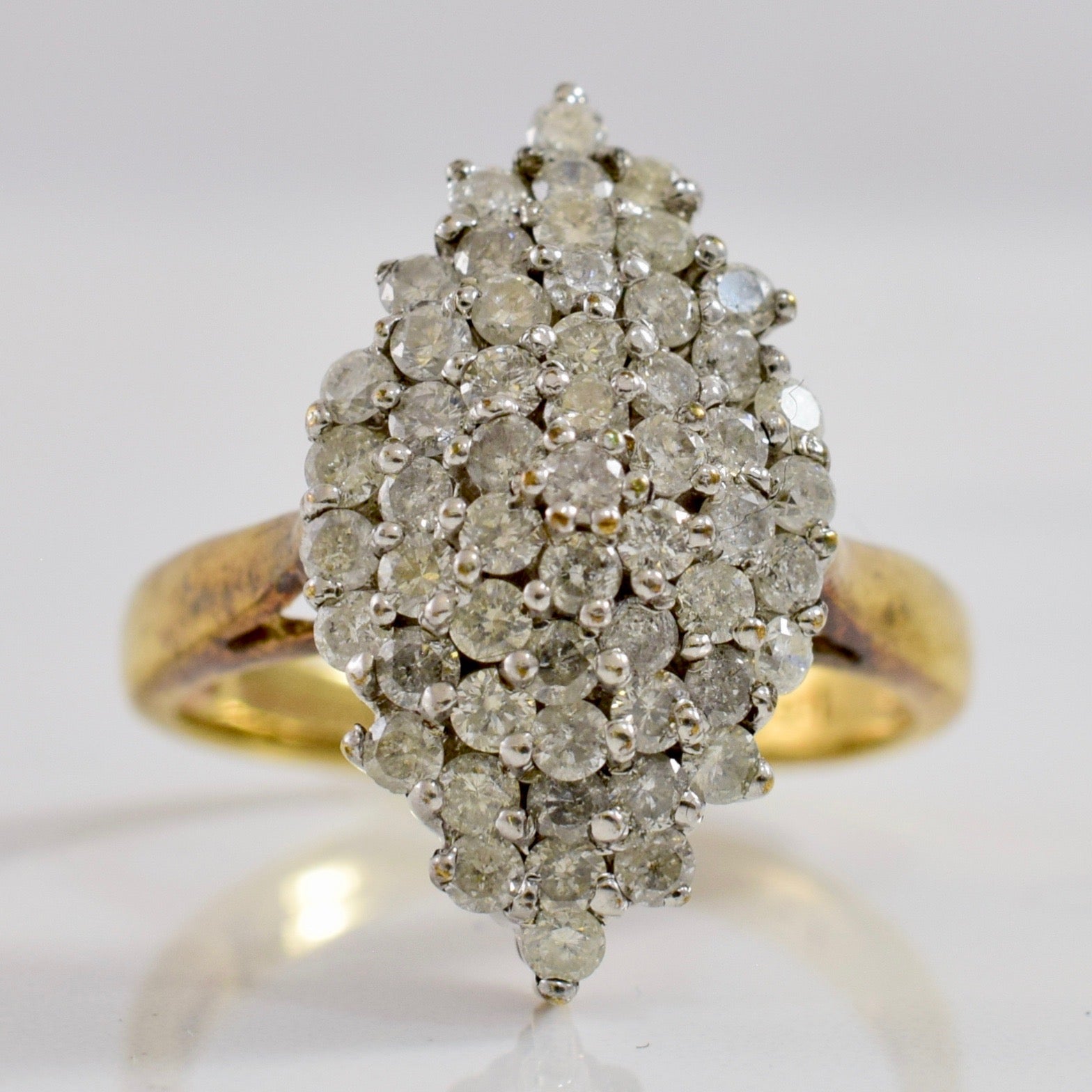 Marquise Shaped Diamond Cluster Ring | 1.20 ctw SZ 8 |