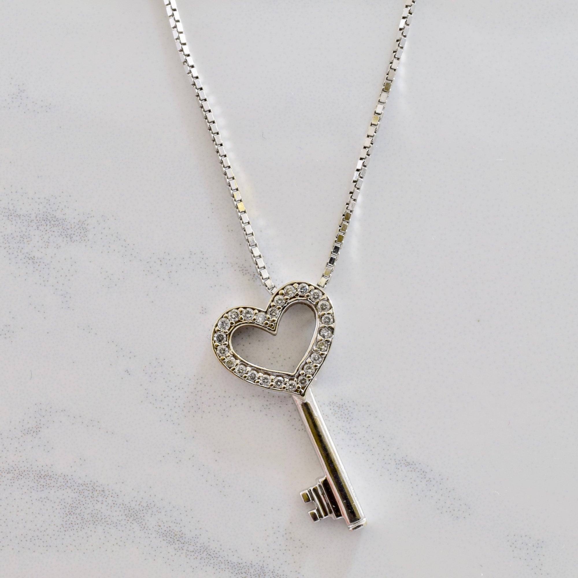 Key To My Heart Necklace | 0.10 ctw SZ 18.5