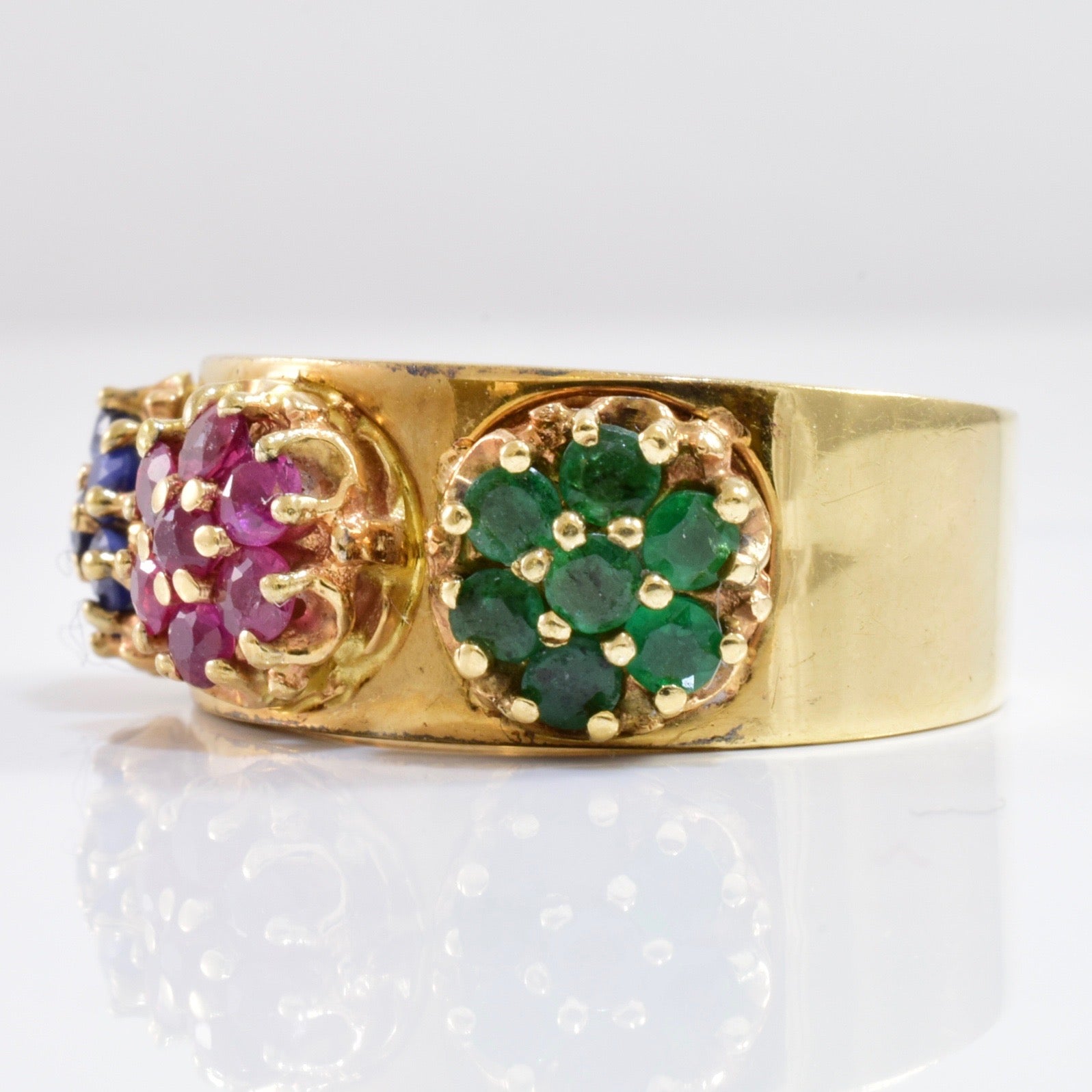 Emerald, Ruby, and Sapphire Cluster Ring | SZ 7 |
