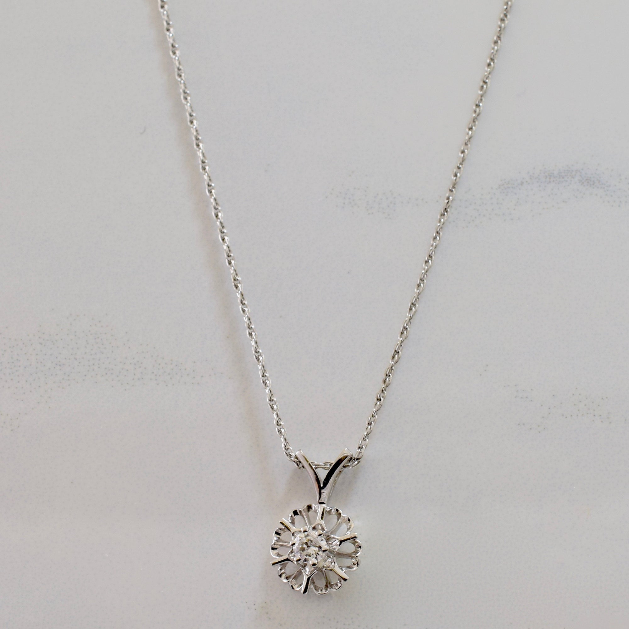 Floral Diamond Necklace | 0.10ct | 16