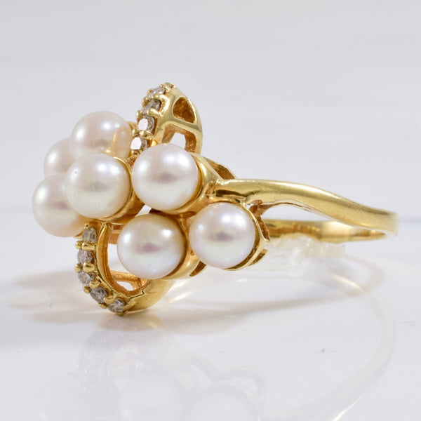 Bypass Pearl and Diamond Ring | 0.10 ctw SZ 8 |