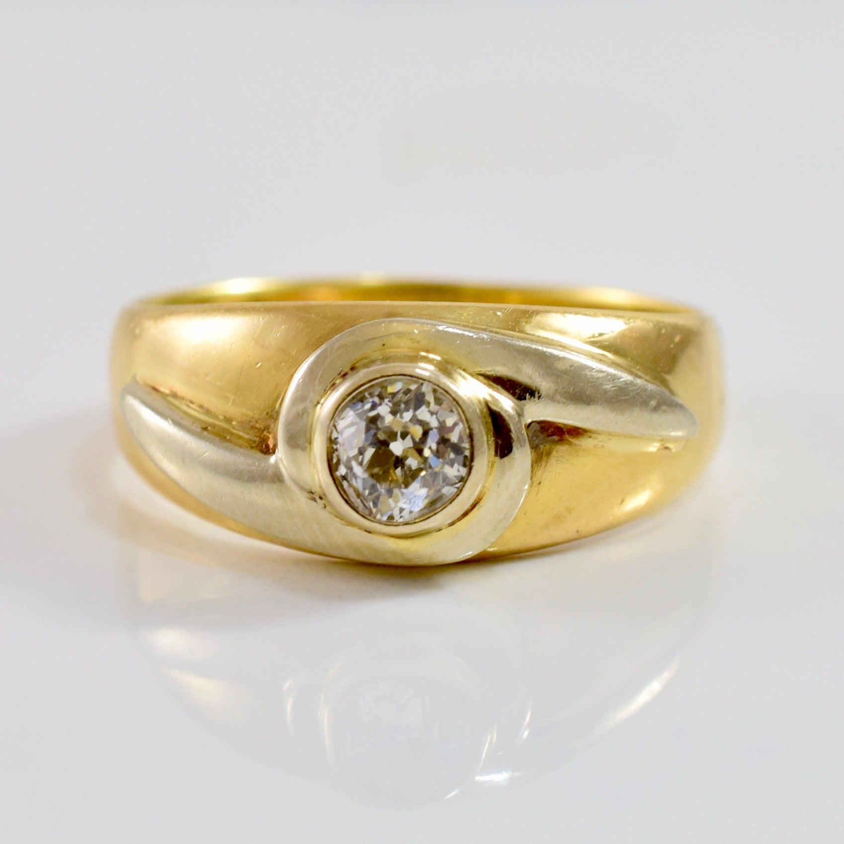 Vintage engagement ring from england, gold single cut diamond antique ring