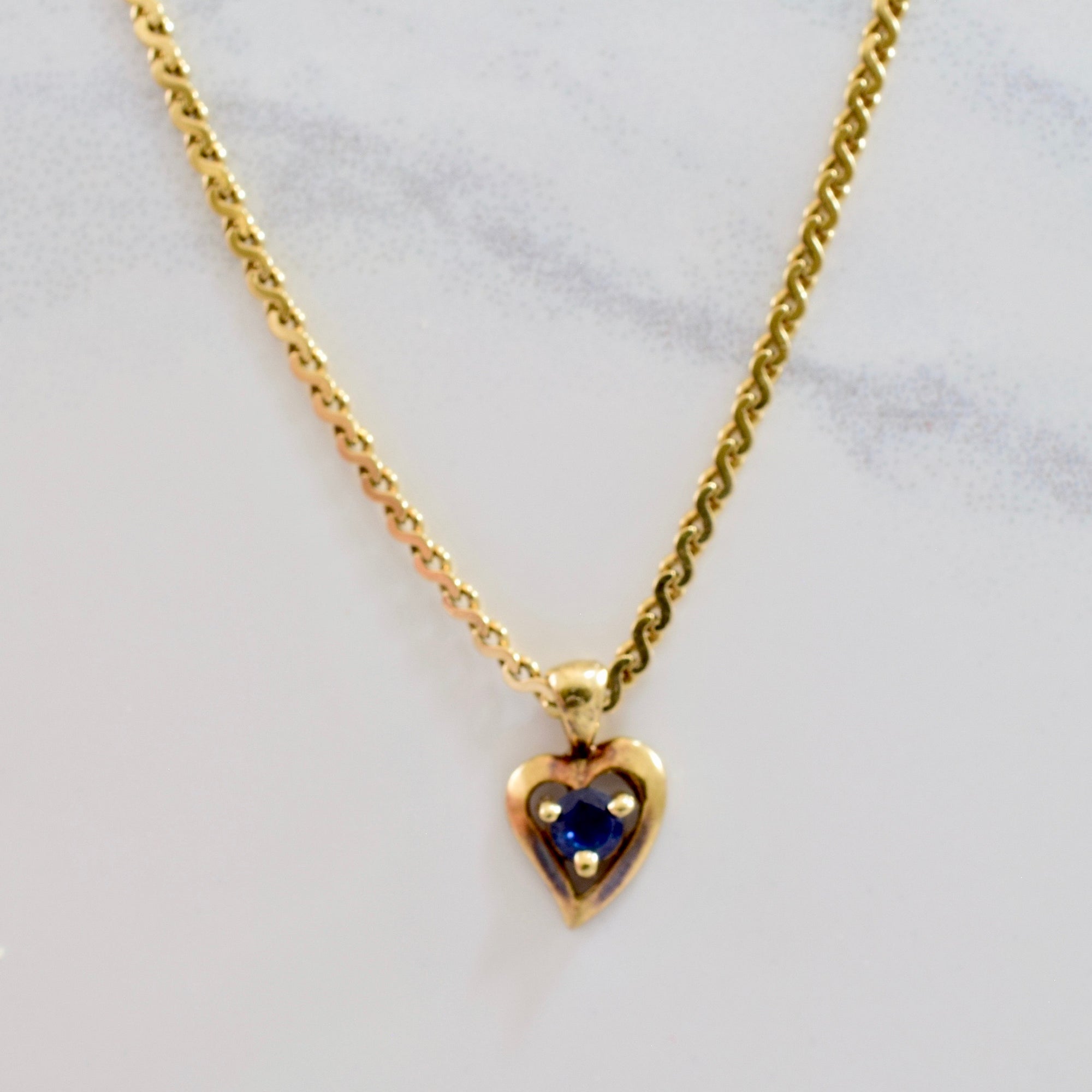 Petite Sapphire Heart Necklace | SZ 21