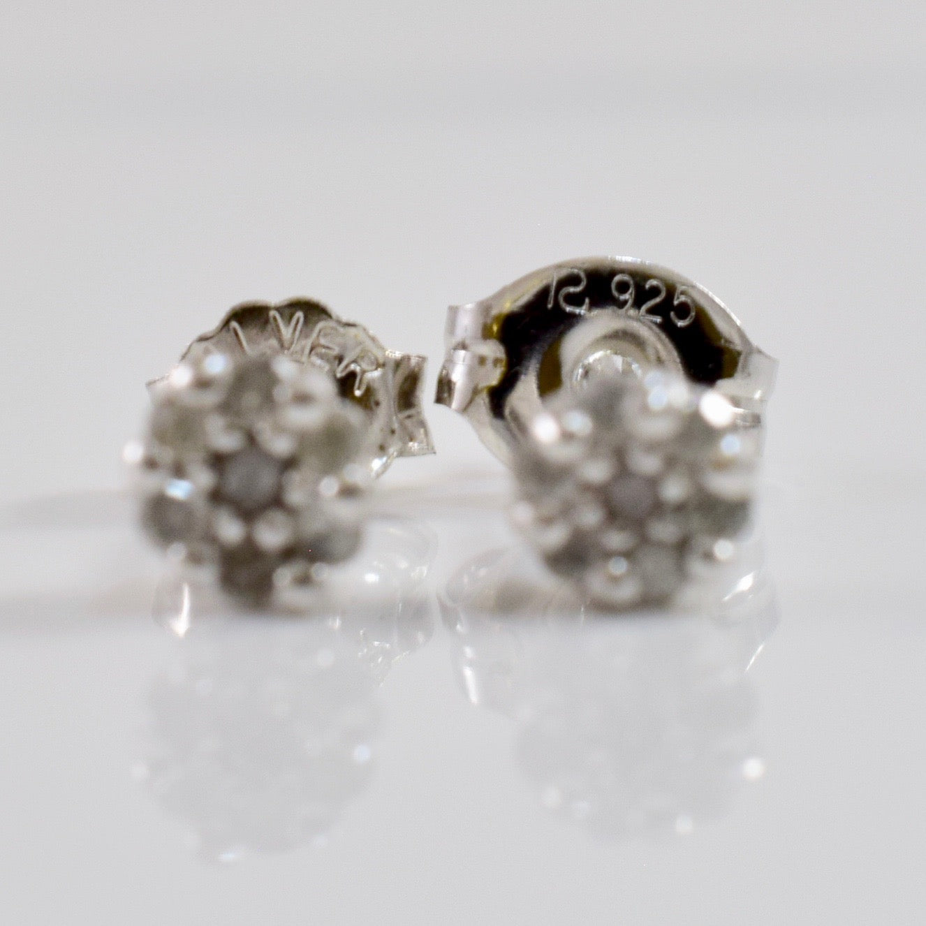 Silver Diamond Stud Earrings | 0.07 ctw |