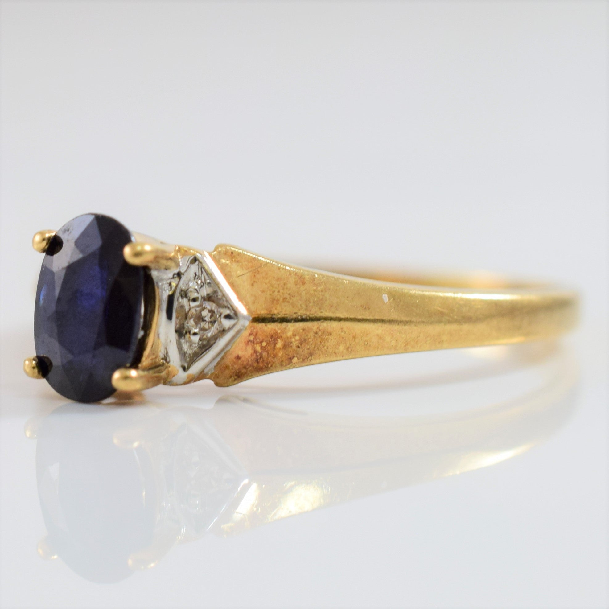 Sapphire and Diamond Accent Ring | 0.01 ctw SZ 7 |