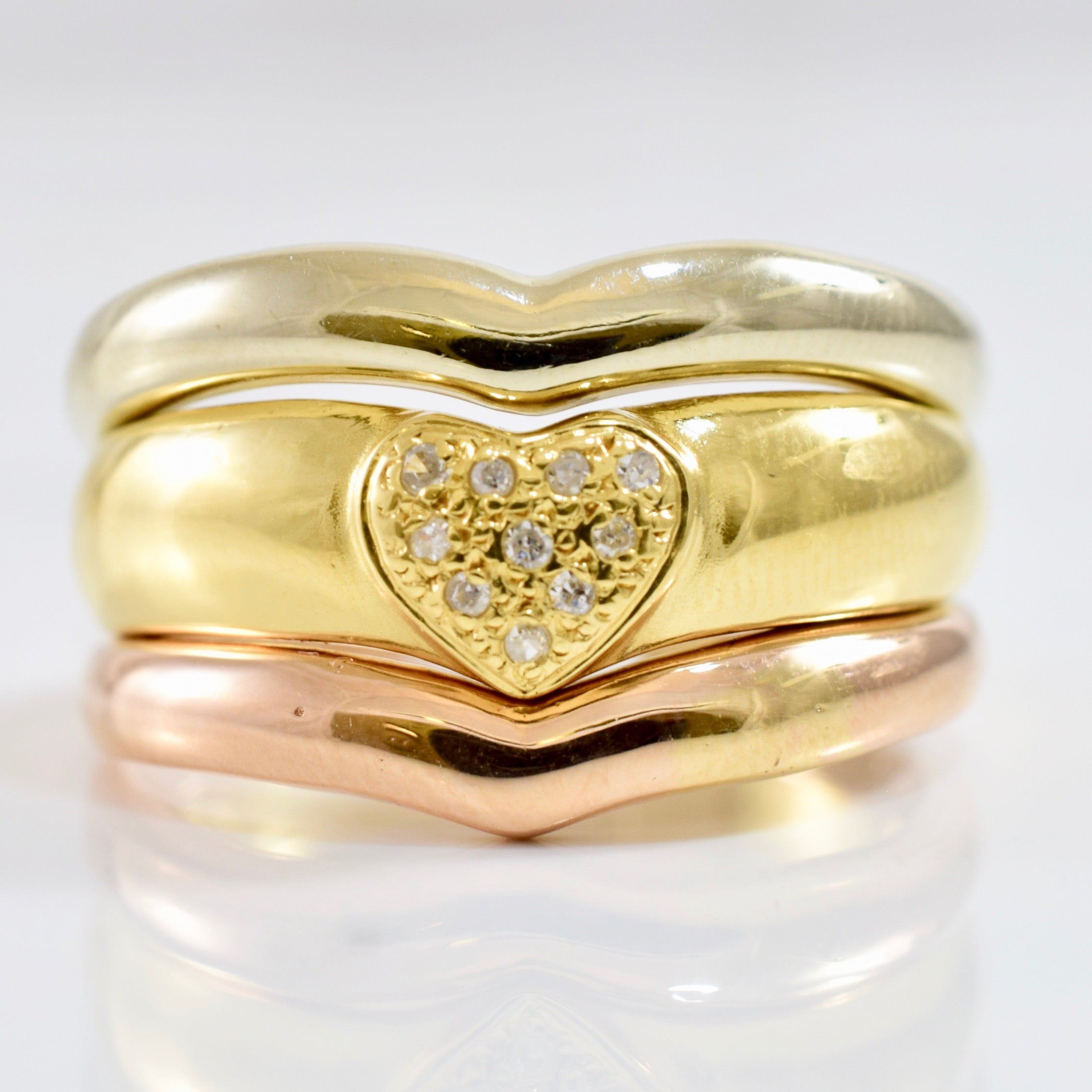 Tri Gold Stackable Rings | 0.02 ctw SZ 8 |