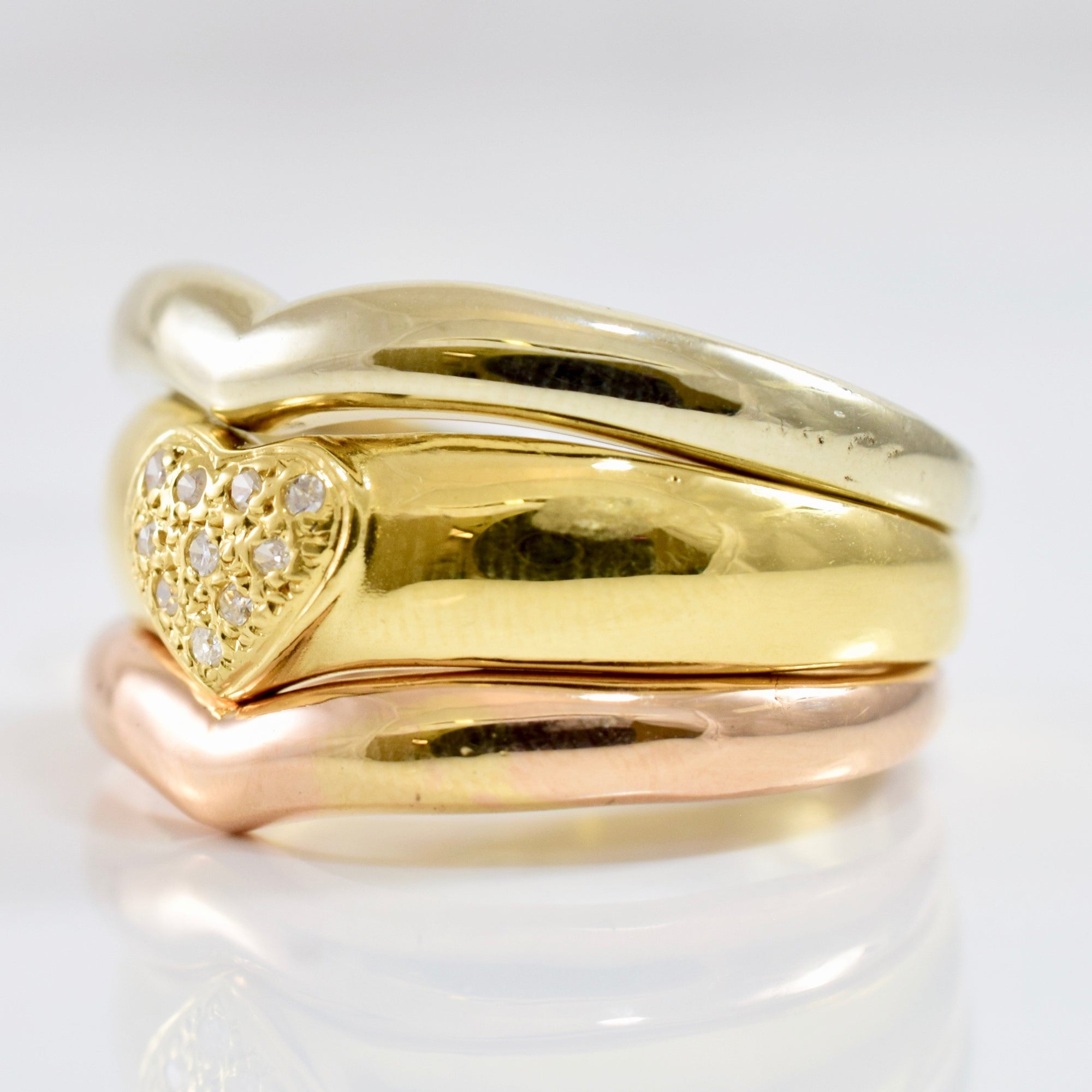 Tri Gold Stackable Rings | 0.02 ctw SZ 8 |