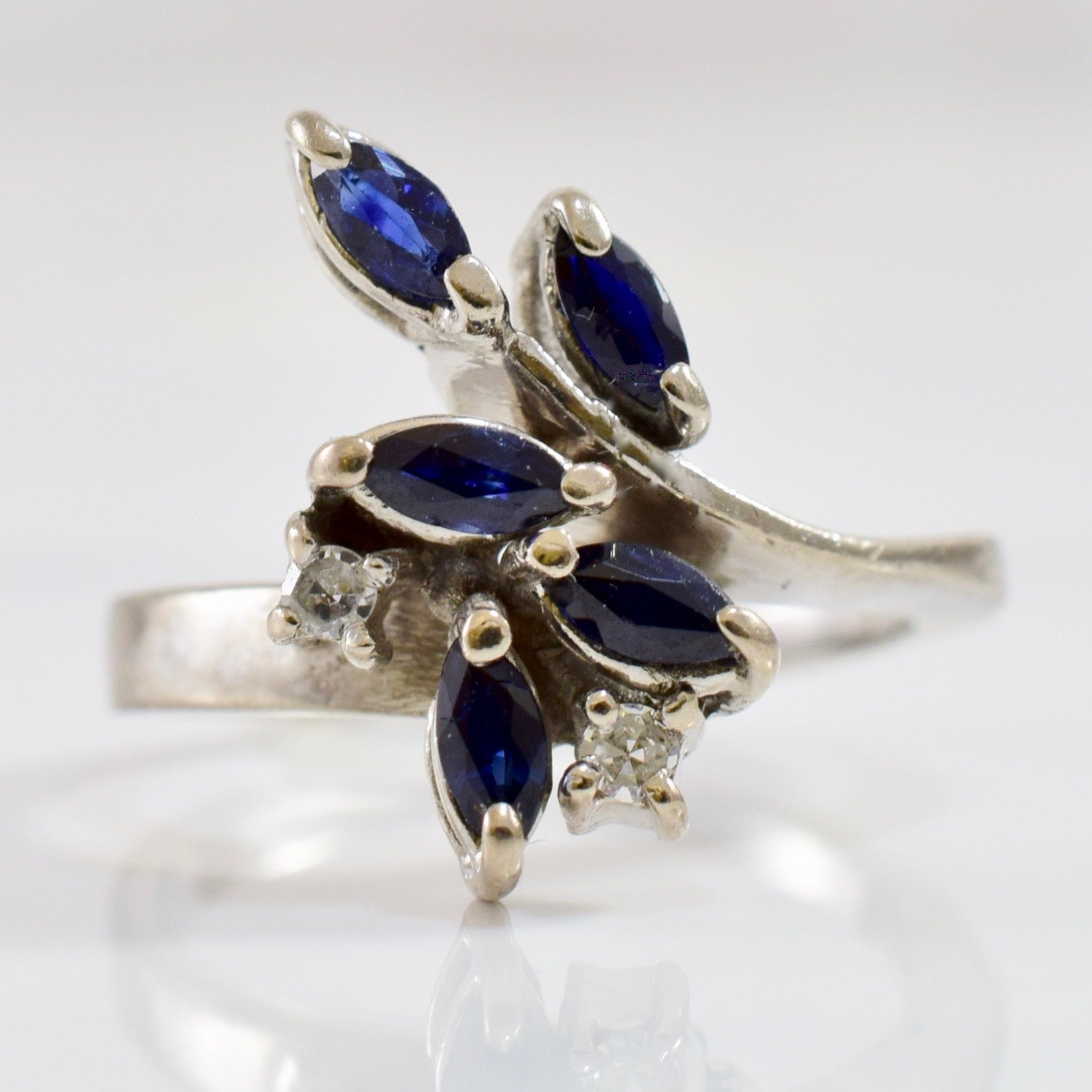 Sapphire & Diamond Bypass Ring | 0.04 ctw SZ 5.5 |