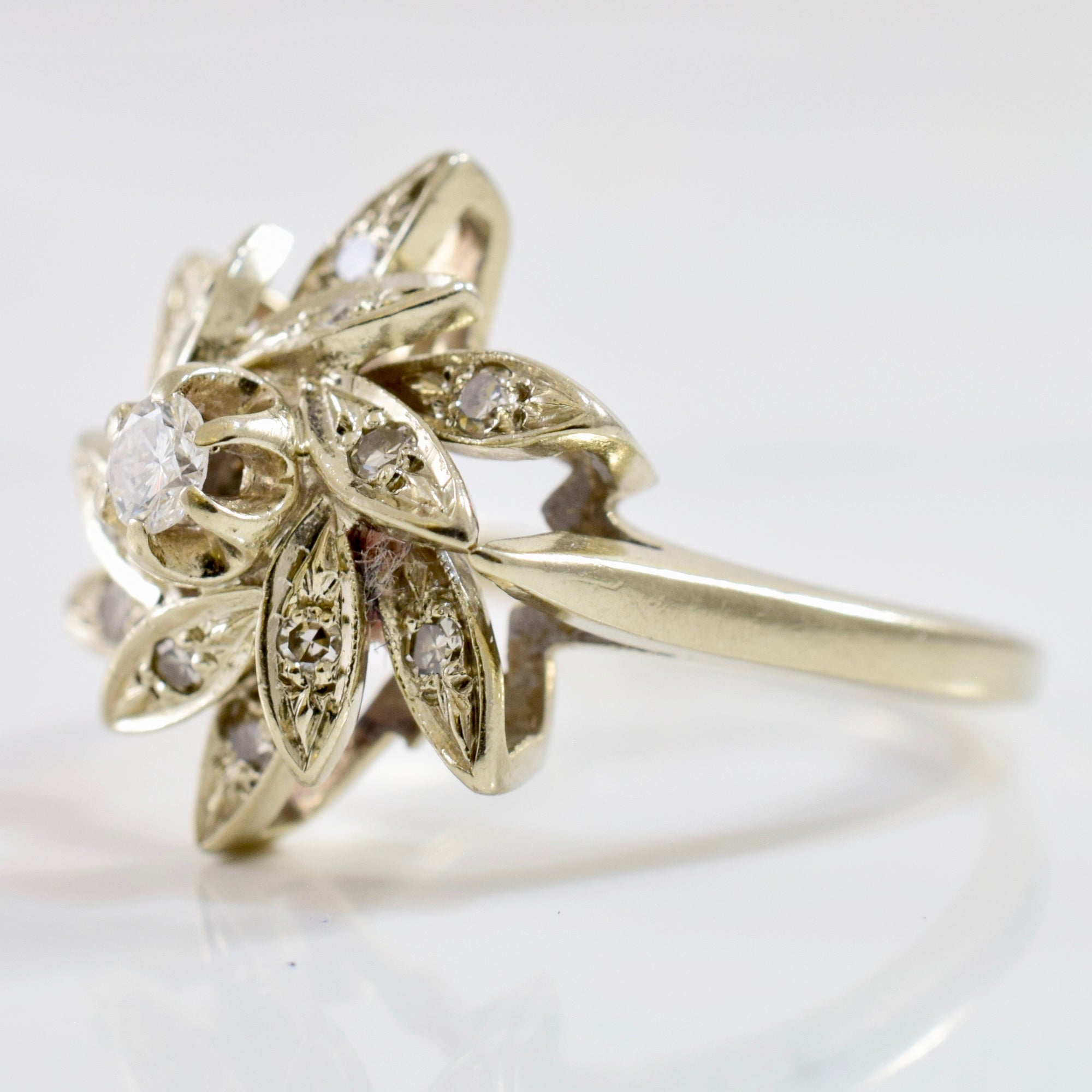 Floral Diamond Cocktail Ring | 0.22 ctw SZ 6.5 |