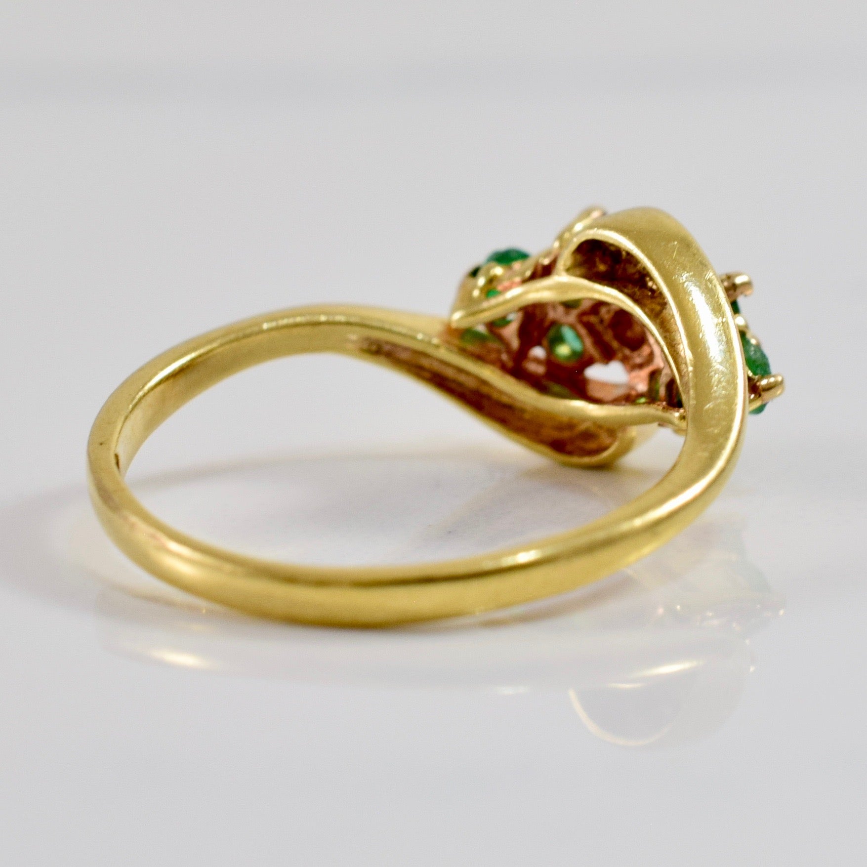 Emerald and Diamond Bypass Ring | 0.03 ctw SZ 4 |