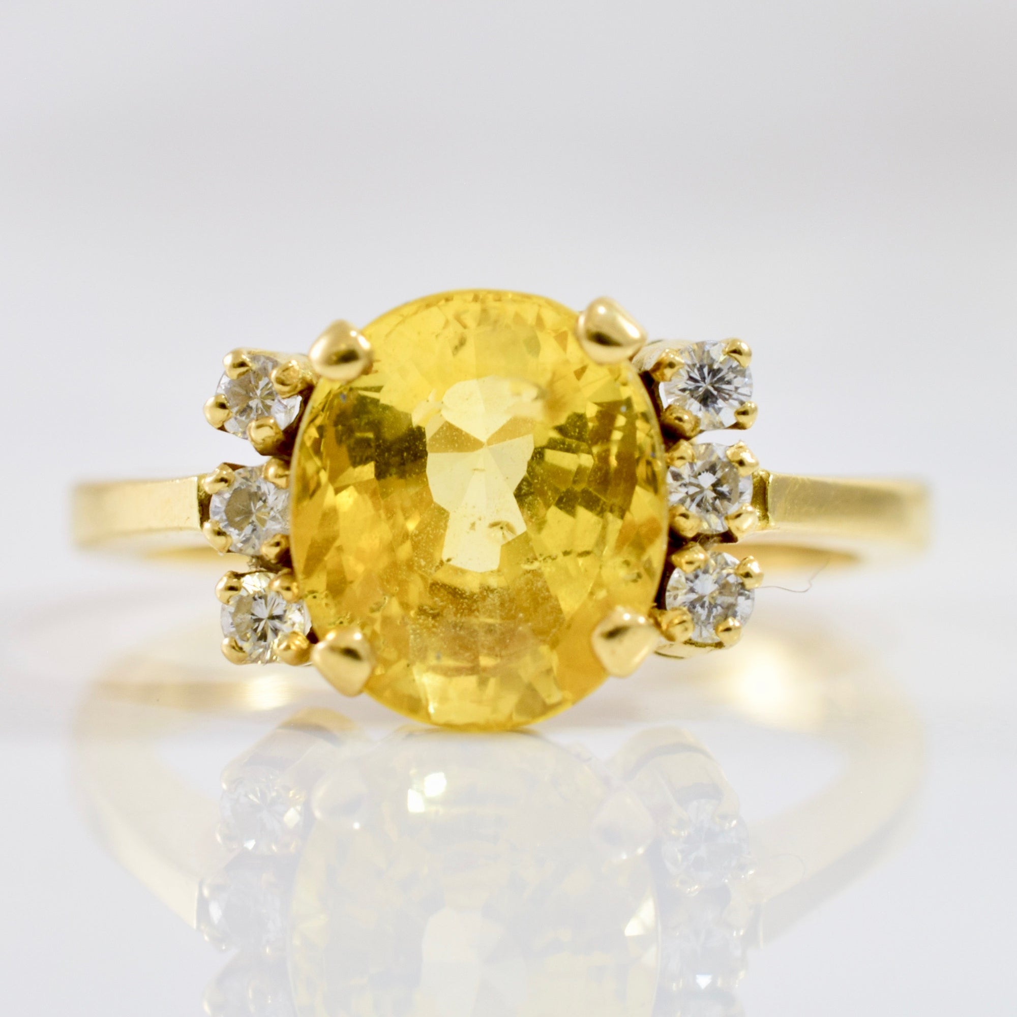 Yellow Sapphire and Diamond Ring | 0.15 ctw SZ 7.5 |