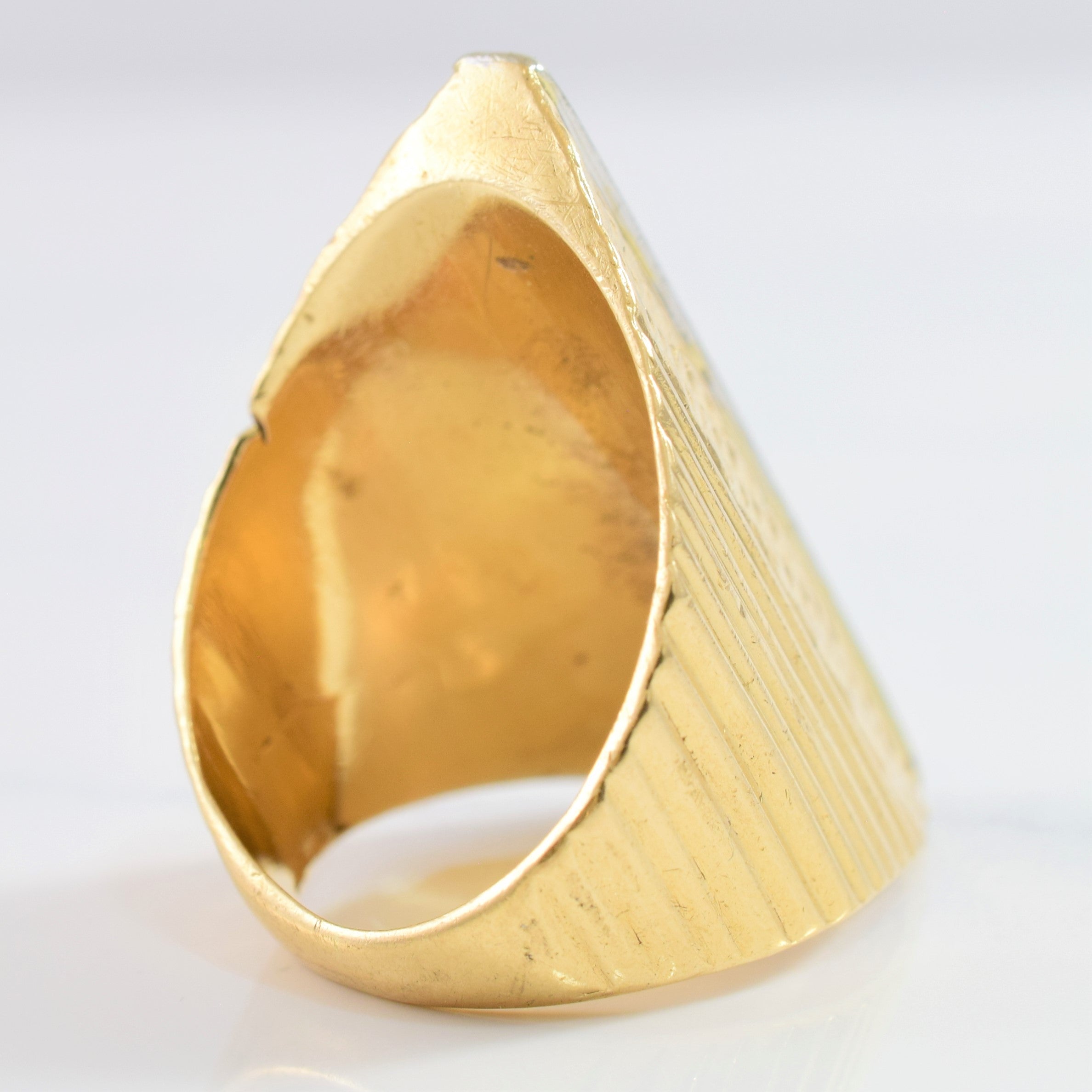 Large Patterned Gold & Diamond Cocktail Ring | 0.72 ctw SZ 7 |