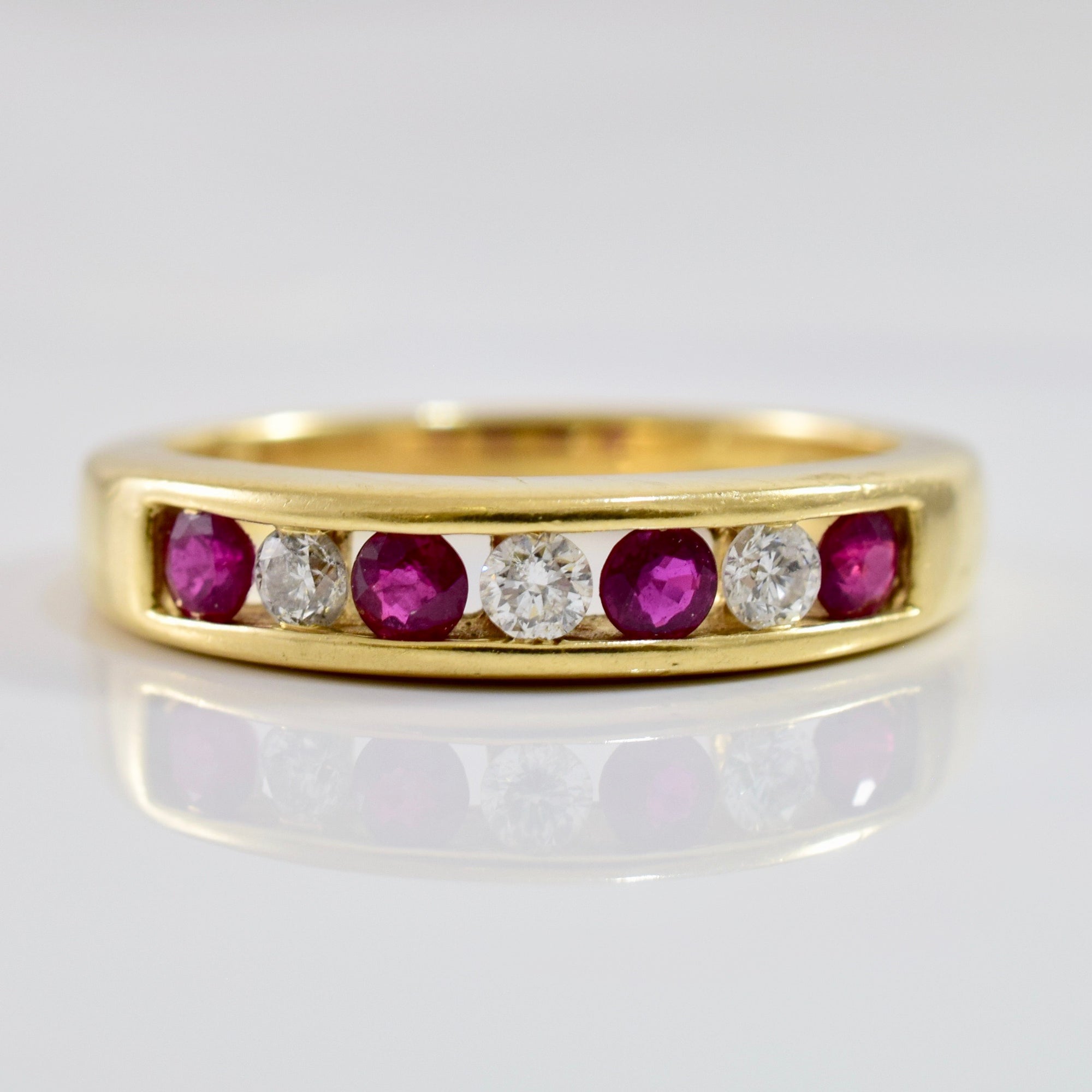 Channel Set Ruby and Diamond Band | 0.16 ctw SZ 7 |