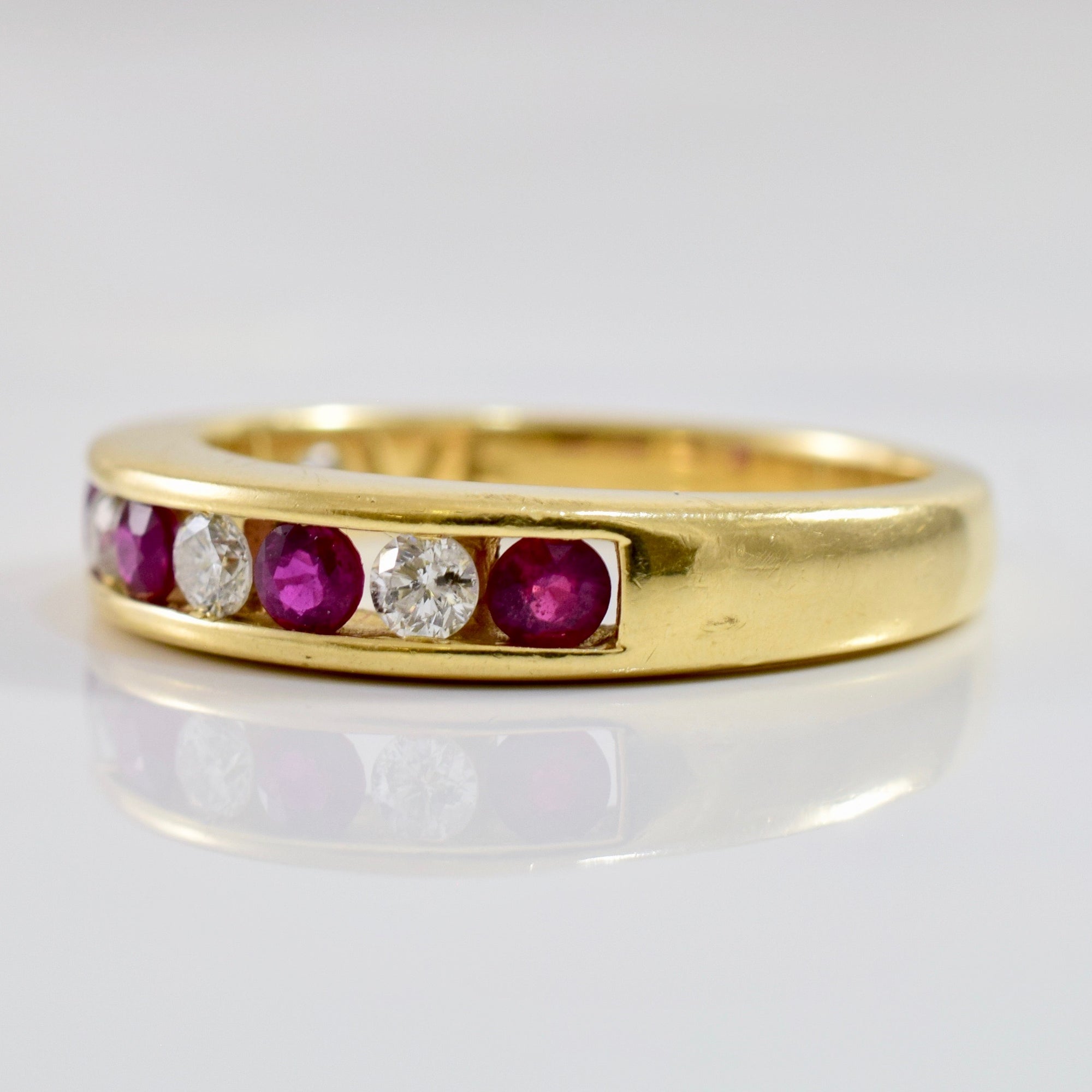 Channel Set Ruby and Diamond Band | 0.16 ctw SZ 7 |