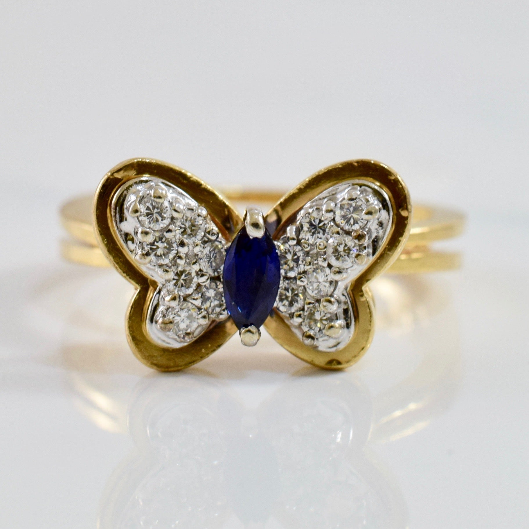 Sapphire & Diamond Butterfly Ring | 0.21 ctw SZ 6.25 |