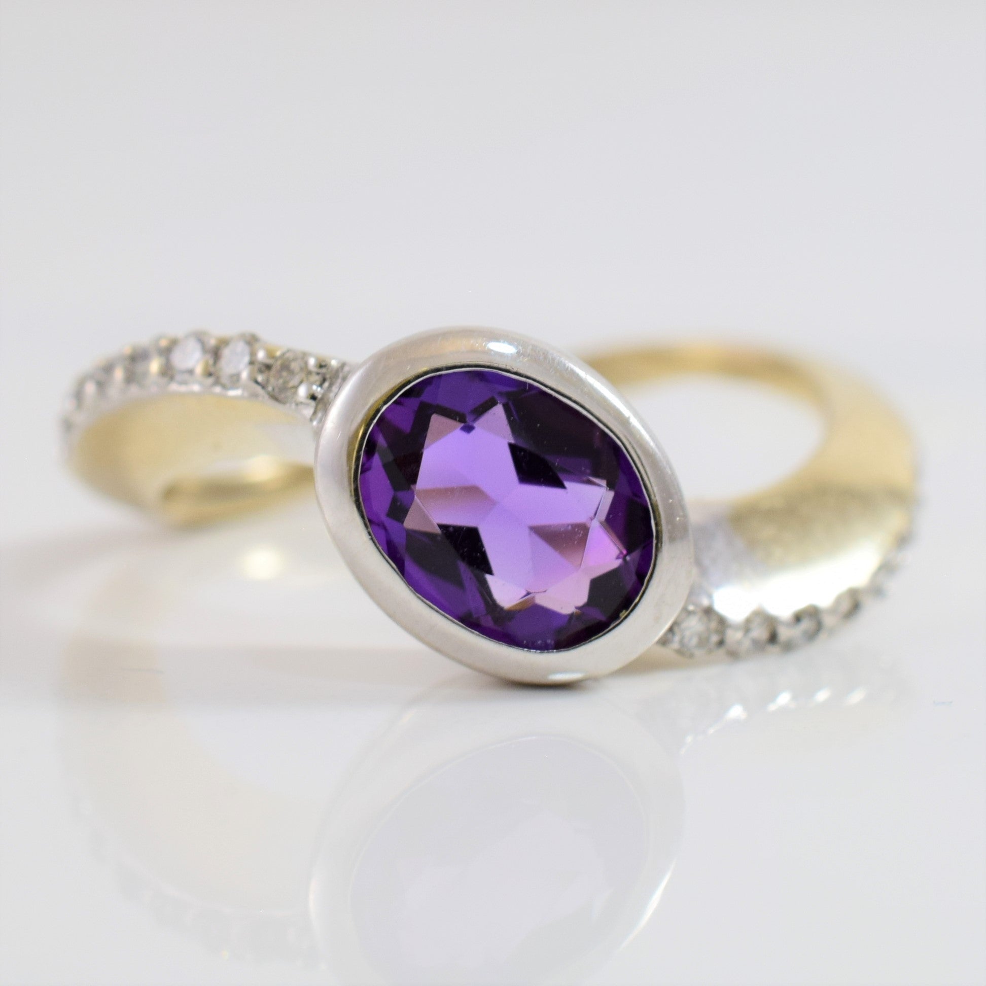 Bezel Set Amethyst Bypass Ring | 0.24 ctw SZ 8.5 |