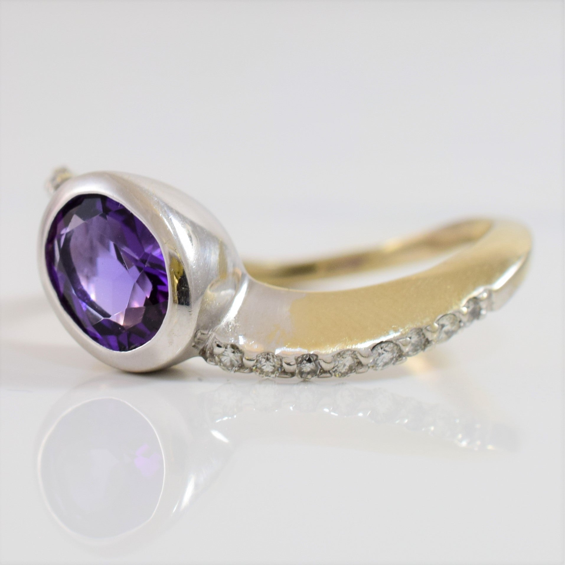 Bezel Set Amethyst Bypass Ring | 0.24 ctw SZ 8.5 |