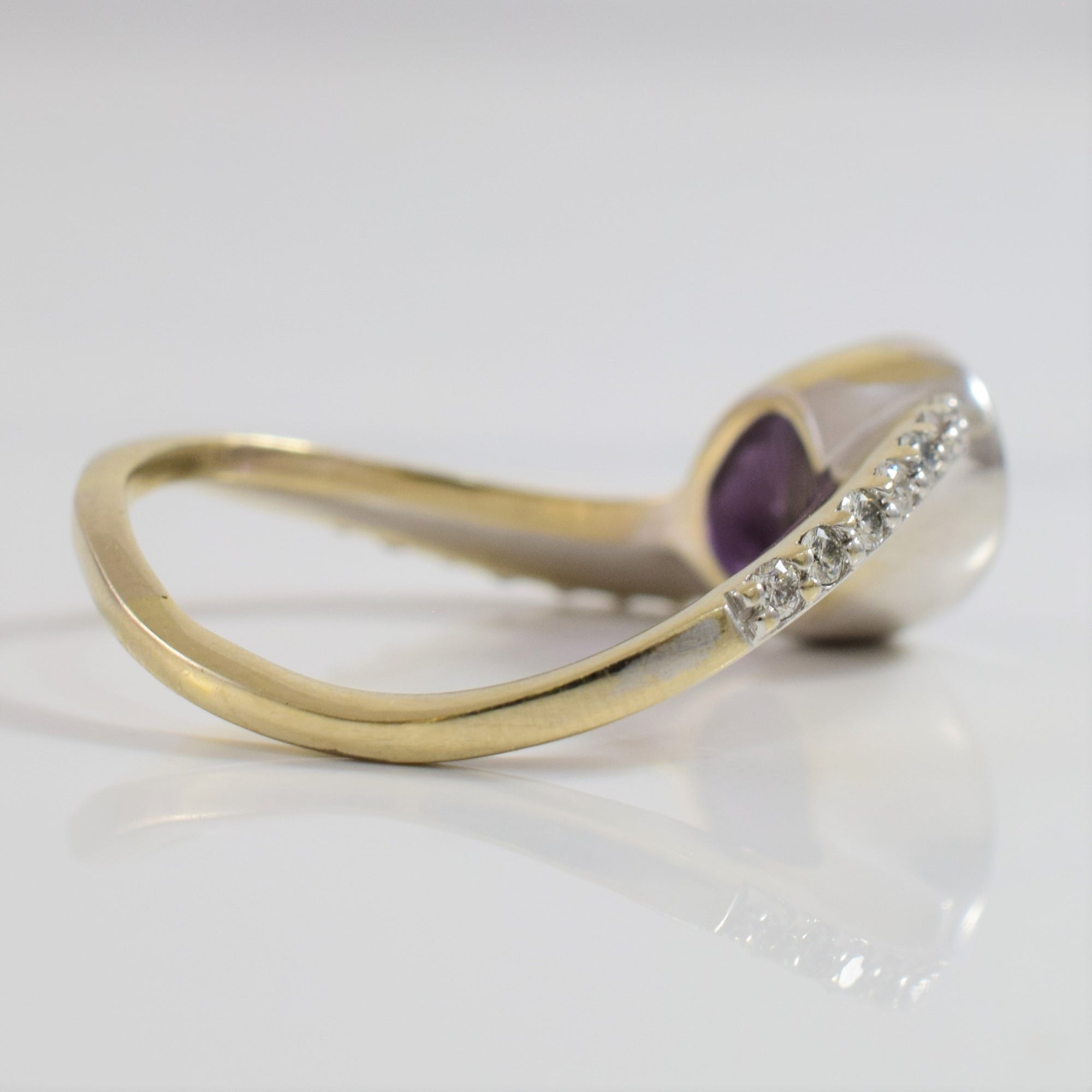 Bezel Set Amethyst Bypass Ring | 0.24 ctw SZ 8.5 |