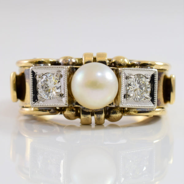 1940s Pearl & Diamond Ring | 0.22ctw, 1.20ct | SZ 7.75 |