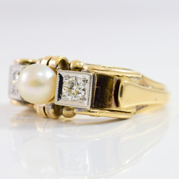 1940s Pearl & Diamond Ring | 0.22ctw, 1.20ct | SZ 7.75 |