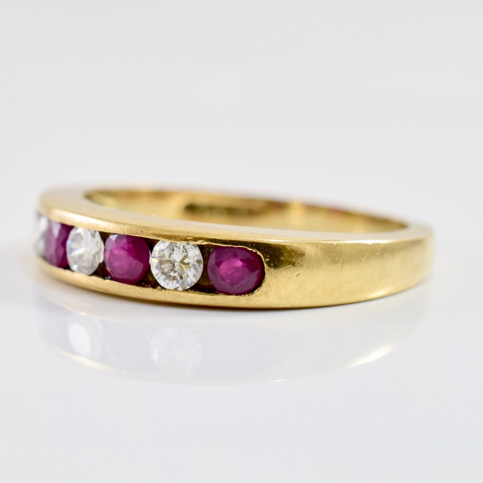 Channel Set Diamond and Ruby Ring | 0.16 ctw SZ 6 |