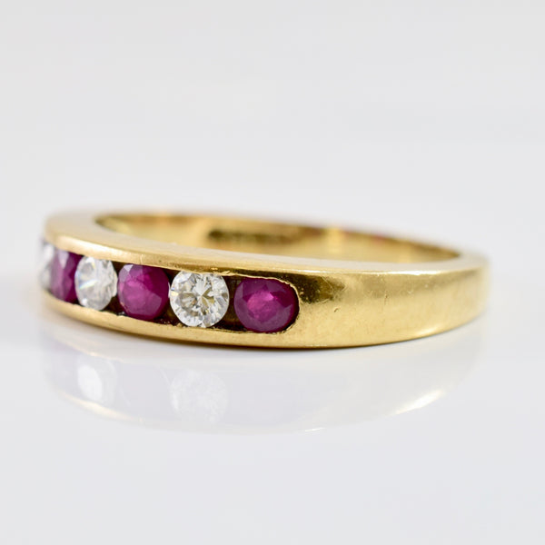 Channel Set Diamond and Ruby Ring | 0.16 ctw SZ 6 |