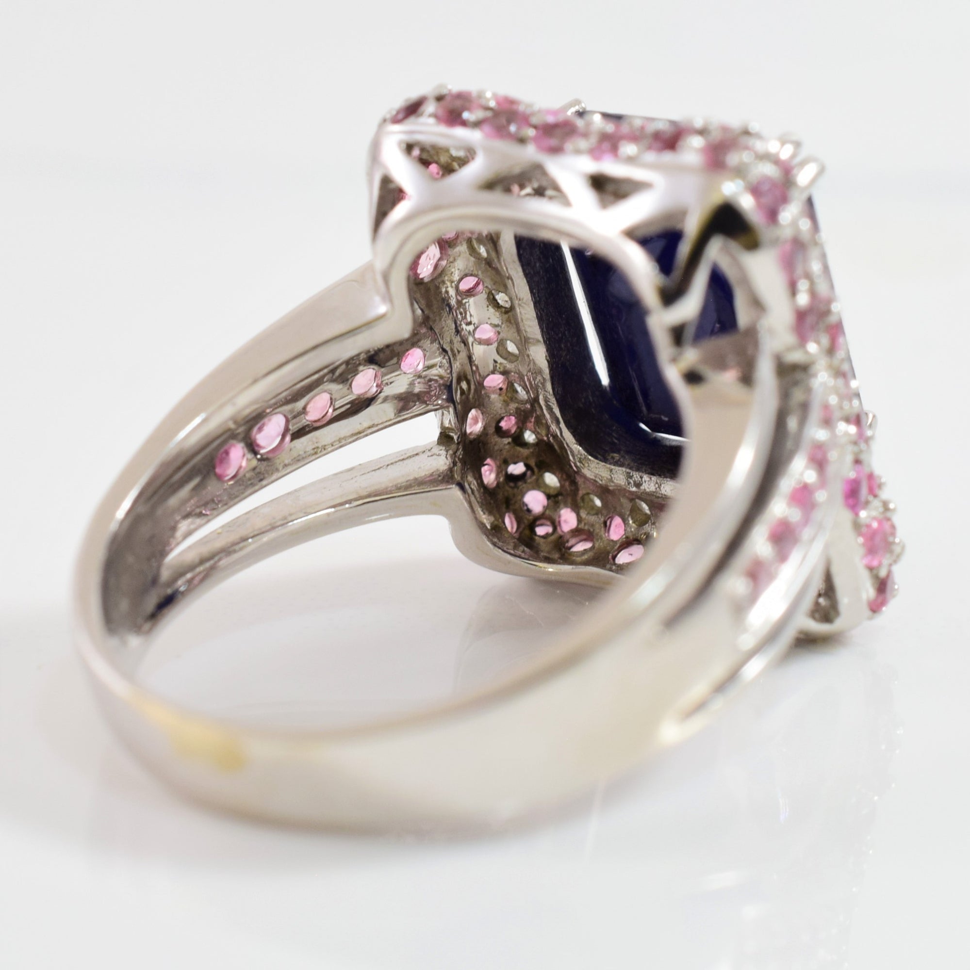 Prong Set Sapphire Ring with Diamond and Tourmaline Cluster | 0.50 ctw SZ 7.25 |