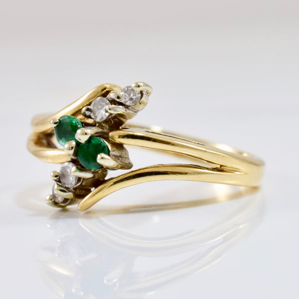 Bypass Emerald & Diamond Ring | 0.06 ctw SZ 3.75 |