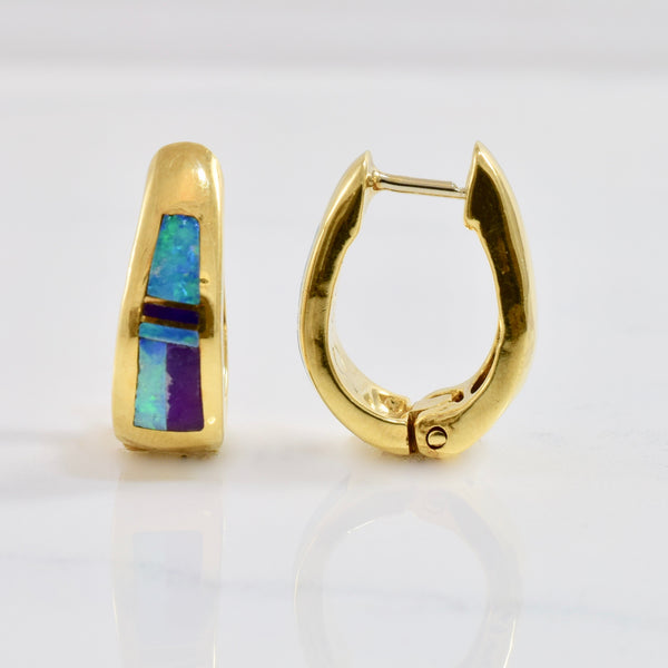 Opal and Sugilite Inlay Earrings