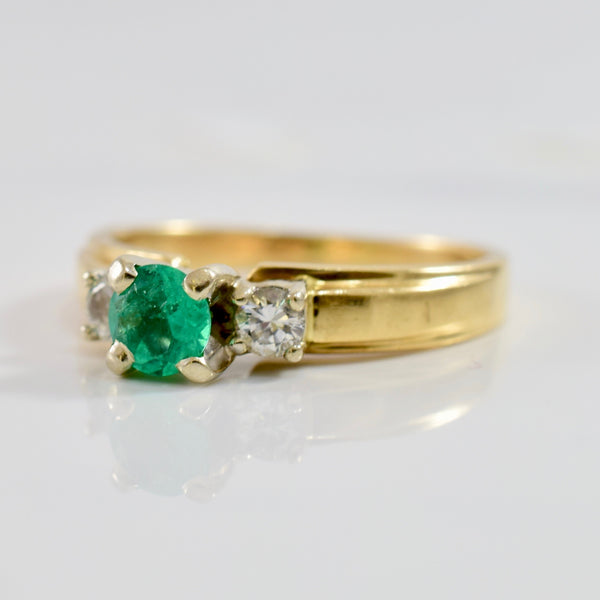 Emerald and Diamond Ring | 0.12 ctw SZ 4.75 |