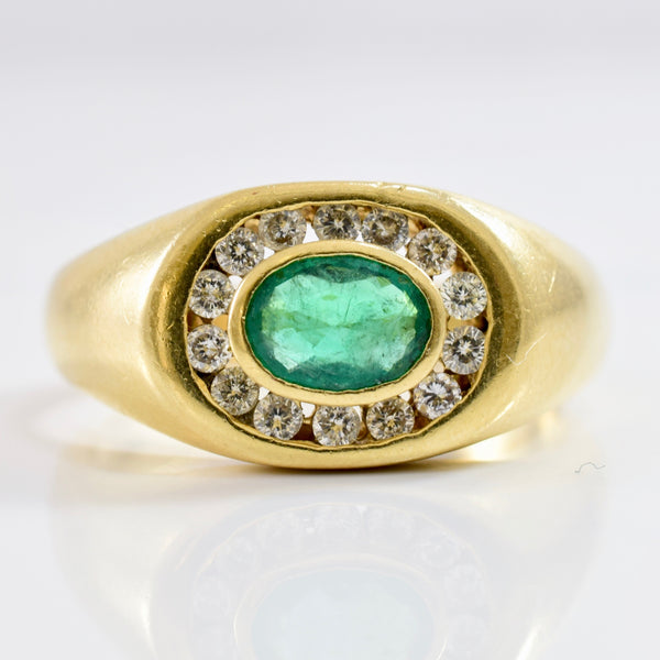 Emerald and Diamond Ring | 0.30 ctw SZ 10 |