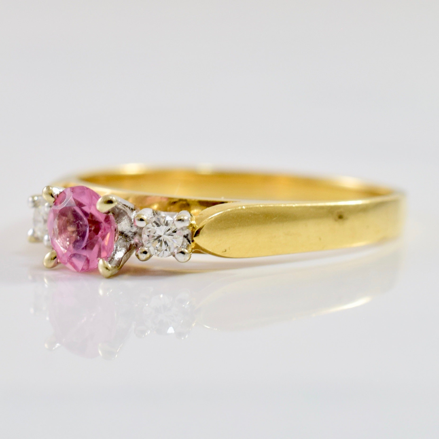 Pink Tourmaline and Diamond Ring | 0.06 ctw SZ 6 |